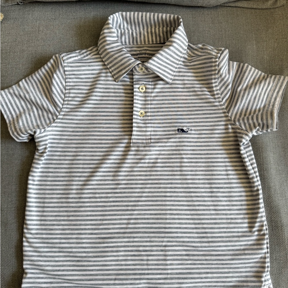 Vineyard Vines Kids Gray Striped Polo Shirt